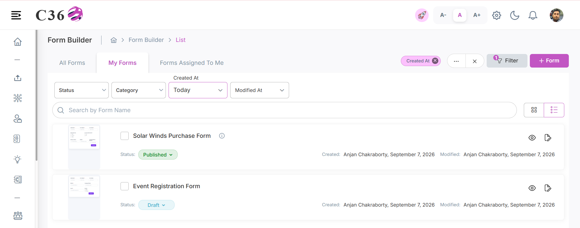 Filtering forms
